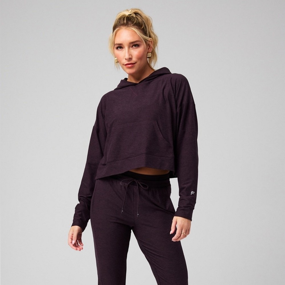 NWT New Fabletics Cloud Jersey Cropped Hoodie Womens XS Long Sleeve Pullover